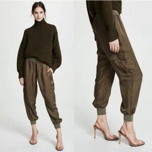Cinq à Sept Giles High-Waist Jogger Pants – Olive Green – Size L
